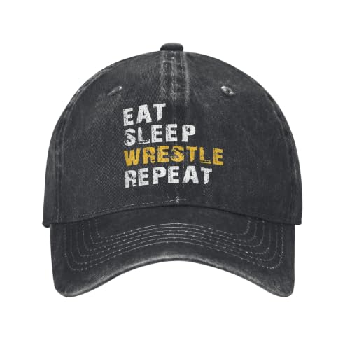 TXZGNWLR Dad Hat,Eat Sleep Wrestle Repeat Wrestling,Soft Washed Denim Baseball Cap Outdoor Travel Hat