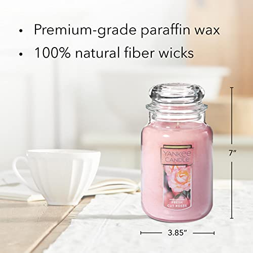 Yankee Candle Fresh Cut Roses Scented Premium 22oz Single Wick Candle Over 110 Hours of Long-Lasting Aroma Ideal for Home Decor Gifting and Events Classic Large Jar Pink