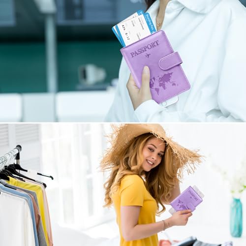 Image of Eoehro Passport Holder for Travel Essentials, Passport Wallet Cover Case for Travel Must Haves Accessories,Passport Book Holders for Women and Men(Light Purple)