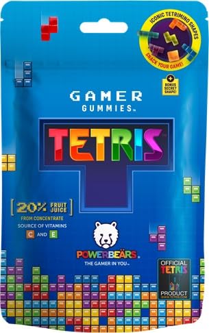 Powerbeärs Gamer Gummies | TETRIS Fruchtgummi | Gummibärchen mit 20% Fruchtsaft und Vitaminen in Tetris-Formen | Retro Snack für Gaming-Fans | Gamer Geschenk mit Nostalgie-Charakter | 125g