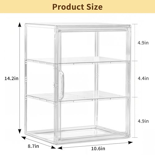 Image of Pastry Display Case, 3 Layers Clear Bread Box for Kitchen Countertop