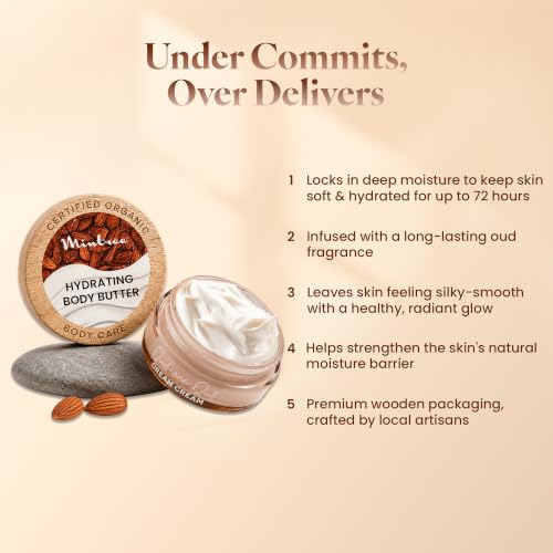Image of Mintree Oud Moisturizing Body Butter for Men and Women, 72hrs Hydration, 150g