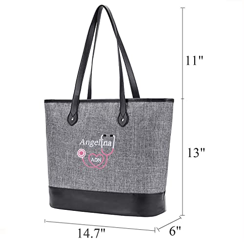 Personalized Nurse Tote Bag For Women Work-Gifts For Nurse&Nursing Students -Lightweight Tote Purse, Zipper Laptop Tote Bag, Customizable With Your Name And Specialization For Cna/Cnm/Cns/Rn #TOP2