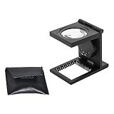[ Iluminación LED doble ] Iluminación de lupa LED súper brillante. En la lupa hay 2 luces Le de alta calidad con una vista clara. El interruptor push-pull en el lateral permite obtener una luz LED blanca brillante, de modo que los objetos se pueden ver de manera cómoda y clara en entornos oscuros o con poca luz solar.