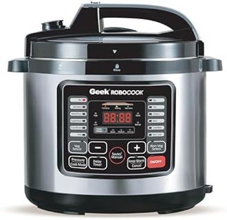 Geek Robocook Nuvo 11-in-1 Automatic Electric Pressure Cooker 8 Litre | 2 Year Warranty | 17 India Preset Menu, Instant Electric Cooker Pot, Multipurpose Electric Rice Cooker (Stainless Steel, 8L)