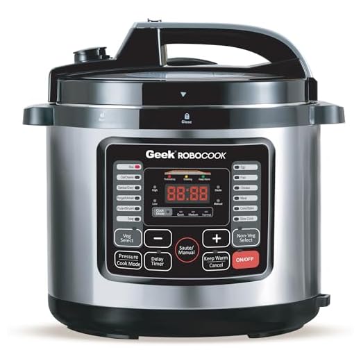 Geek Robocook Nuvo 11-in-1 Automatic Electric Pressure Cooker 8 Litre | 2 Year Warranty | 17 India Preset Menu, Instant Electric Cooker Pot, Multipurpose Electric Rice Cooker (Stainless Steel, 8L)