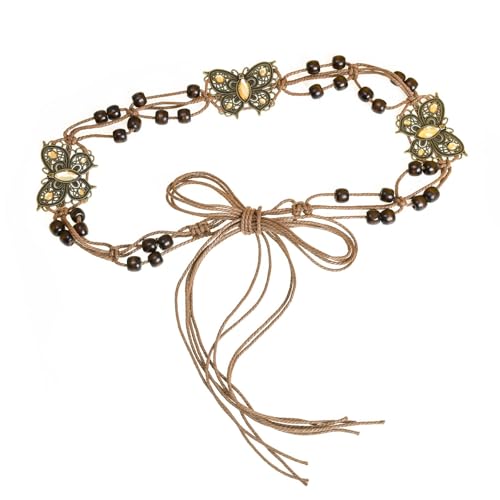 ILuvatar Women's tassel knotted belt hand woven belt Women's Bohemian Style Rope Braid Waist belt