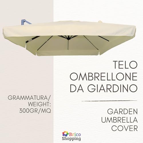 Bricoshopping® Telo Di Ricambio Per Ombrellone Decentrato A Braccio 3X4 300Gr/Mq Senza Tasche Da Giardino 8 Stecche In Legno Top Superiore Di Copertura Airvent Impermeabile 3X4 (C/Spacco Senza Tasche) - 2