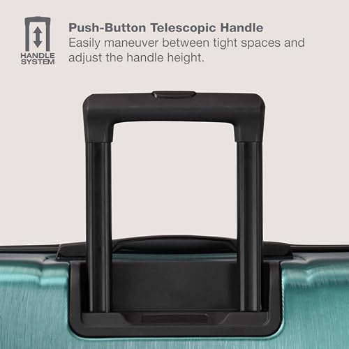 U.S. Traveler Boren Polycarbonate Hardside Rugged Travel Suitcase Luggage with 8 Spinner Wheels, Aluminum Handle, Teal, Checked-Large 30-Inch - Image 6