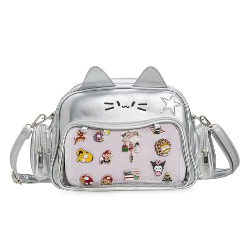 Kawaii Ita Bag Crossbody Bag Cute White Cat Backpack Girls Shoulder Bags Pin Display with Insert