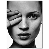 Trendy Luxury Wall Art-Retro Fashion Woman Covering One Eye Poster For Girls Room Wall Decor-Vintage Feminist Black And White Art Canvas Print Picture For Girly Apartment Dorm