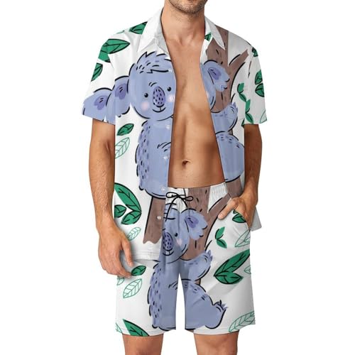 Chemise Hawaïenne Homme Koala ensemble 2 pièces short et pantalon d'été coupe S
