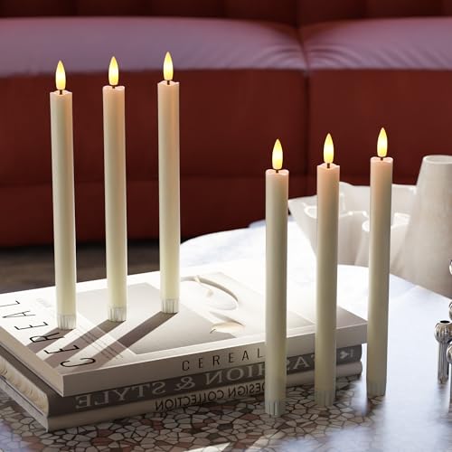 Image of Flameless Taper Candles Battery Operated, Ivory LED Candles with Flickering Flame, 10.23 inch Plastic Electric Candlesticks, Remote Control & Timer for Home, Wedding, Christmas Decoration (Set of 8)