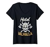 Womens Hotel Valhalla Odin Nordic Viking V-Neck T-Shirt