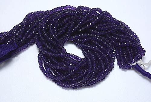 Perles améthyste rondelle facettée 4mm pour création de bijoux fil 34cm