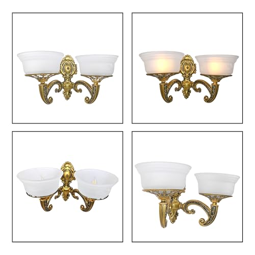 Image of WHITERAY Golden Antique Designer Imported Wall Light Wall lamp for Bedroom, Living Room,Kitchen, Bars, malls, Besides The Bed, Balcony Home Decoration (1112 (Double) with Bulb)