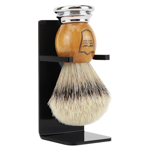 Image of Parker 100% Silvertip Badger Shaving Brush - Olivewood Handle, Long‑Loft 22 mm Knot with Resin Stand - Super Soft Bristles for a Rich Lather for all Skin Types