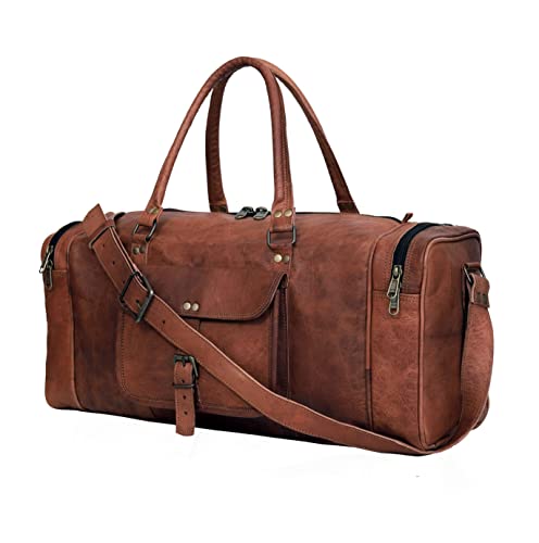 24 Inch Genuine Leather Duffel | Travel Overnight Weekend Leather Bag | Sports Gym Duffel For Men (25 Inch) #TOP6