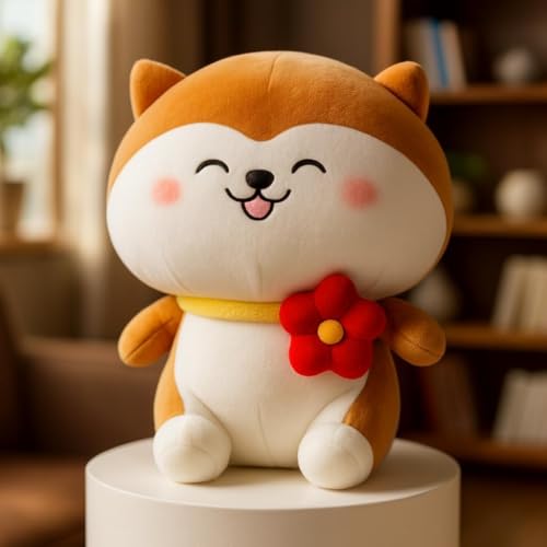 Image of CHIRKUT Cat Flower Plush Soft Toy Cute Kids Animal Home Decor Boys /Girls Stuffed Animal with Flower, Orange and White, Soft Cushion (Flower CAT)