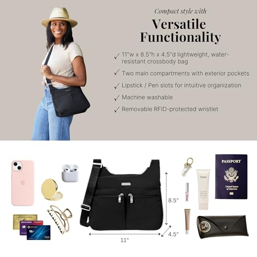 Image of Baggallini Crossbody Travel Bag 11x8.5 Lightweight Water-resistant Nylon Handbag