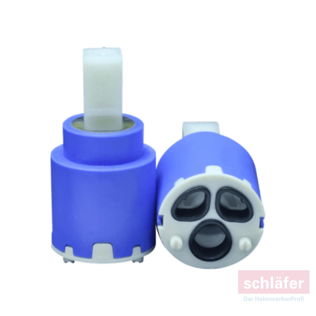 Schläfer 480033 | Cartouche robinet mélangeur 25 mm, cartouche de rechange en céramique basse avec 2 pieds, pour robinets mélangeurs monocommande de cuisine, salle de bain, douche et baignoire
