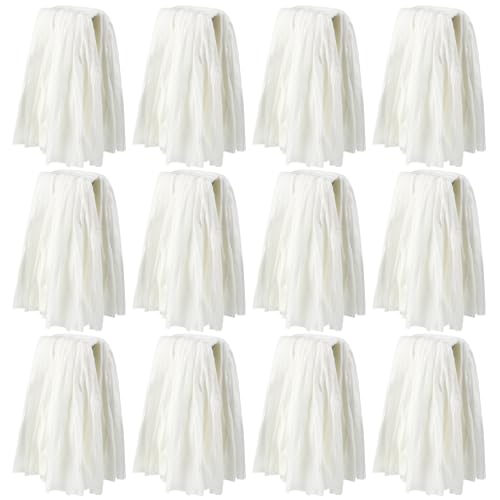 Image of 12 Pcs Disposable Mop Head Replacement Bulk 1.25'' Universal Headband Non Woven Commercial Mop Head Replacement Cut End Looped Open Dust Clamp Mop Head for Floor Cleaning Wet Home Industrial