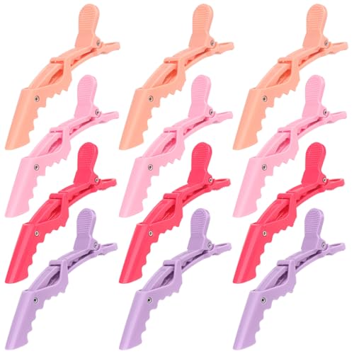 GGUFAY 12 Piezas Pinzas de Pelo Cocodrilo para Peluqueria, Pinzas para el Cabello Seccionadas para Peinar, Pinzas de Plástico para el Cabello, Pinzas para el Cabello para Mujeres