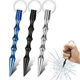Portachiavi Autodifesa 3 Pezzi con Fischietto di Segnalazione, Bastoncino Antiscontro Argento Blu Nero, Mini Strumento Difesa Personale Portatile per Donna Uomo