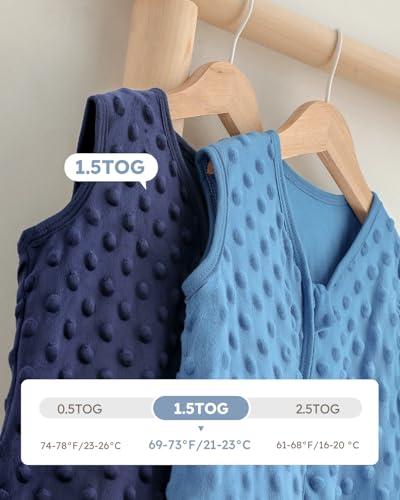 Yoofoss Fleece Baby Sleep Sack 6-12 Months with Plush Dots, TOG 1.5 Baby Wearable Blanket with 2-Way Zipper, Cotton Toddler Sleep Sack Fleece