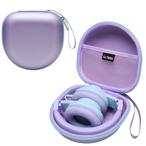Kids Headphones Case Compatible with iClever BTH12 / HS19 / BTH26 / JoySpark-T5 / Candy Bila BH03 / EarFun/IMYB/MIDOLA MD-B01 / noot Products Foldable Kids Headphones Purple+Green Edge (Case Only)