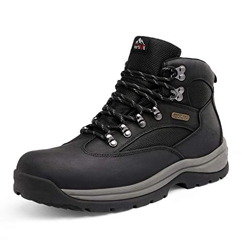 NORTIV 8 Men's Safety Steel Toe Work Boots Waterproof Construction Boots Black Size 10 M US Rockfor-STL