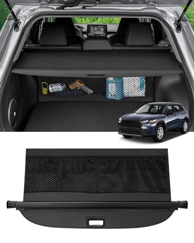 Autorder Cargo Cover for Toyota Corolla Cross 2022-2025 2026 Accessories Upgraded Trunk Cover with Extra Storage Net Carbon Fiber Retractable Security Shield Shade Cover