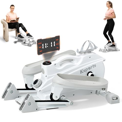 Ksports Compact Mini Elliptical – Under Desk or Seated Use, 3-Level Manual Incline, Infinite Magnetic Resistance, LED Display, Joint-Friendly Low-Impact Design