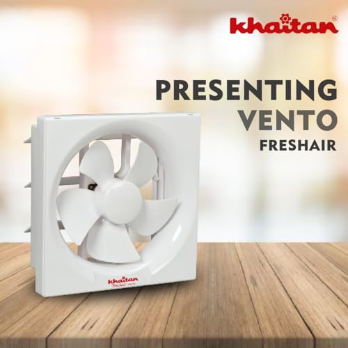 Image of Khaitan Vento Exhaust Fan For Kitchen, Bathroom with Strong Air Suction, Rust Proof Body and Dust Protection Shutters (White) (200 MM)