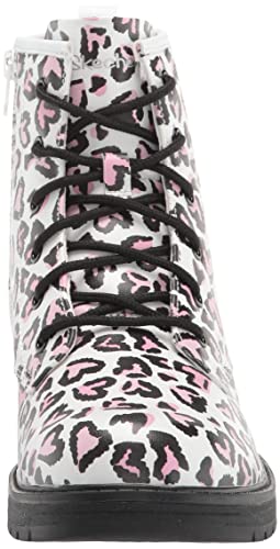 Skechers Girls Gravlen-Totally Wild Boot Combat, White/Pink, 10 Toddler #TOP1