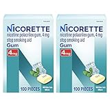 Nicorette Nicotine Gum Stop Smoking Aid, 4 mg, White Ice Mint Flavor - 100 Count (Pack of 2)