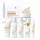 Rice Skin Care Set for Teen Girls & Women – 6-Piece Facial Care Kit with Rice Extract, Anti-Aging, Moisturizing & Nourishing Teenage Skincare Gift Set for Glass Glowing, Hydrated Skin
