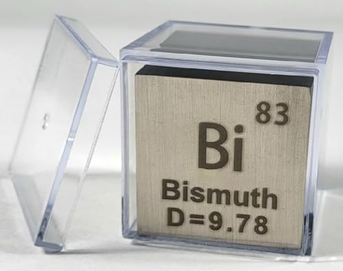 Image of 1.5 inch 38.1mm Bismuth Metal Cube Bi up to 99.9% Pure Periodic Table Element Engraved Density Collection Science Education Display Block Cube + Acrylic Case Box - 1PC