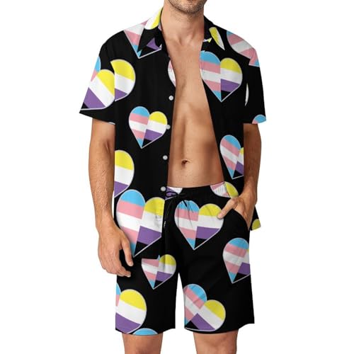 Traje de vacaciones de dos piezas con bandera del orgullo trans y no binario para la playa