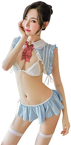 Xinmiao Ropa interior sexy de conejo, falda plisada, disfraz de e...