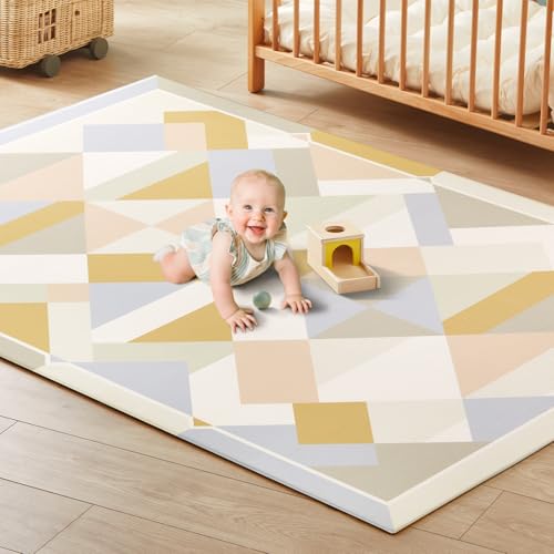 Tiny Land Baby Play Mat - Extra Large 78'x55' Waterproof Crawling Playmat for Infants & Toddlers, Reversible Non-Slip Foam Floor Mat, Soft Thick Foldable (Modern Zoo Oasis)