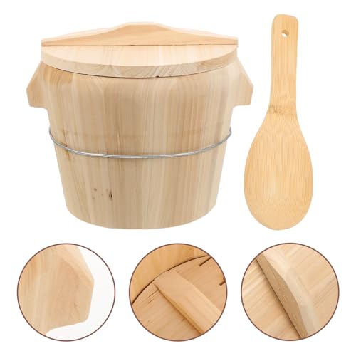 DOITOOL Wooden Steaming Bucket Natural Wood Rice Barrel with Moveable Bottom for Faster Steam Cooking No Odor Handcrafted Traditional Steamer for Canteen and Restaurant Use - Image 9