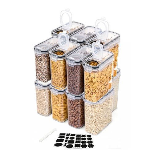 12er Müslibox mit Deckel 4L Vorratsdosen mit Deckel Etiketten luftdicht Aufbewahrungsboxl Küche Aufbewahrung Aufbewahrung für Mehl Müsli Reis Katzenfutter Hundefutter Futter Haustiere Nudeln
