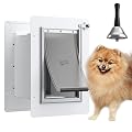 Pet Door for Wall with Secure Aluminum Lock, Steel Frame and Telescoping Tunnel, Double Silicone Flaps Dog Doggy Door and Cat Door Suitable for All Pets, Strong & Durable (Pets Up to 12 Lb) -Small