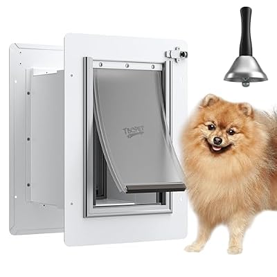 Pet Door for Wall with Secure Aluminum Lock, Steel Frame and Telescoping Tunnel, Double Silicone Flaps Dog Doggy Door and Cat Door Suitable for All Pets, Strong & Durable (Pets Up to 12 Lb) -Small