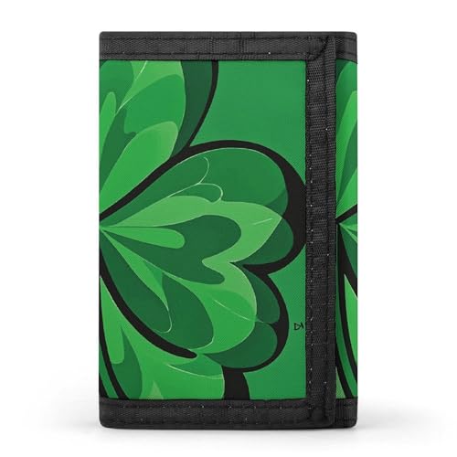 Green Shamrock Trifold Wallet for Men - Money Clip Slim Wallets with Multiple Card Slots Minimalist Small Front Pocket Wallet for Everyday Carry