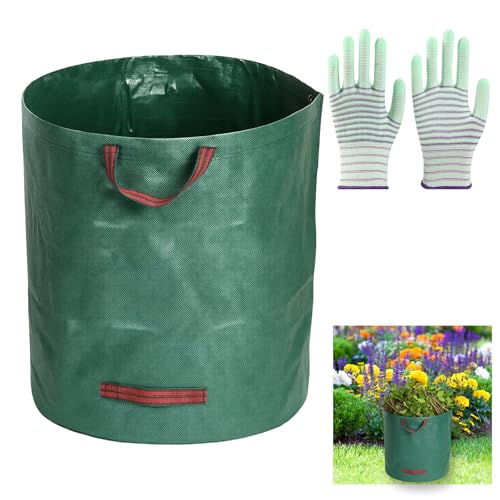 Gartenabfallsack, Großer 128L Gartensack Mit Handschuhen, Stabile Gartenabfallsäcke Für Laub, Grünschnitt Und Gartenabfall, Ideal Für Gartenarbeit Und Outdoor-Aktivitäten