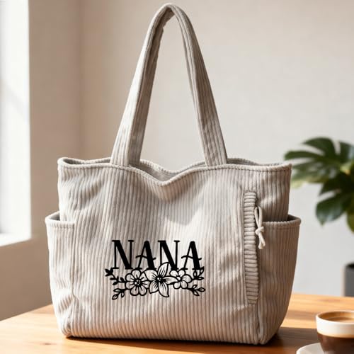 Bolso tote de pana, bonito bolso para mujer, bolso de hombro con bolsillo interior para trabajo, playa, viajes, compras y supermercado miniatura 3