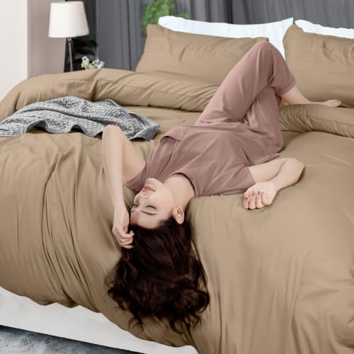 Image of Utopia Bedding Duvet Cover Twin Size - 2 Piece with Zipper Closure - 1 Comforter Cover 68X90 Inches & 1 Pillow Sham 20X26 Inches (Sand) Comforter Not Included