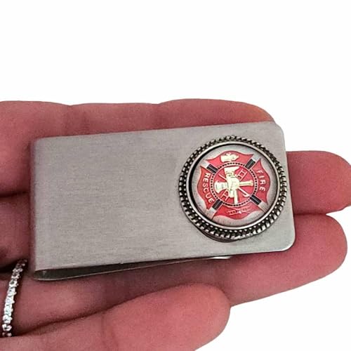 Firefighter Maltese Red Cross Money Clip, Steel Credit Card holder, Metal Wallet for Men Handmade by EastWest Treasures2